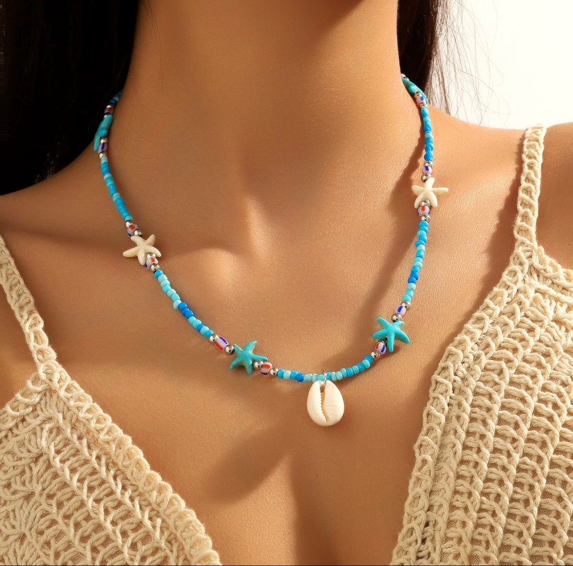 Versatile colourful rice pearl shell pendant