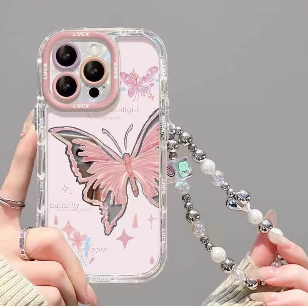 Pink butterfly painted iphone cover