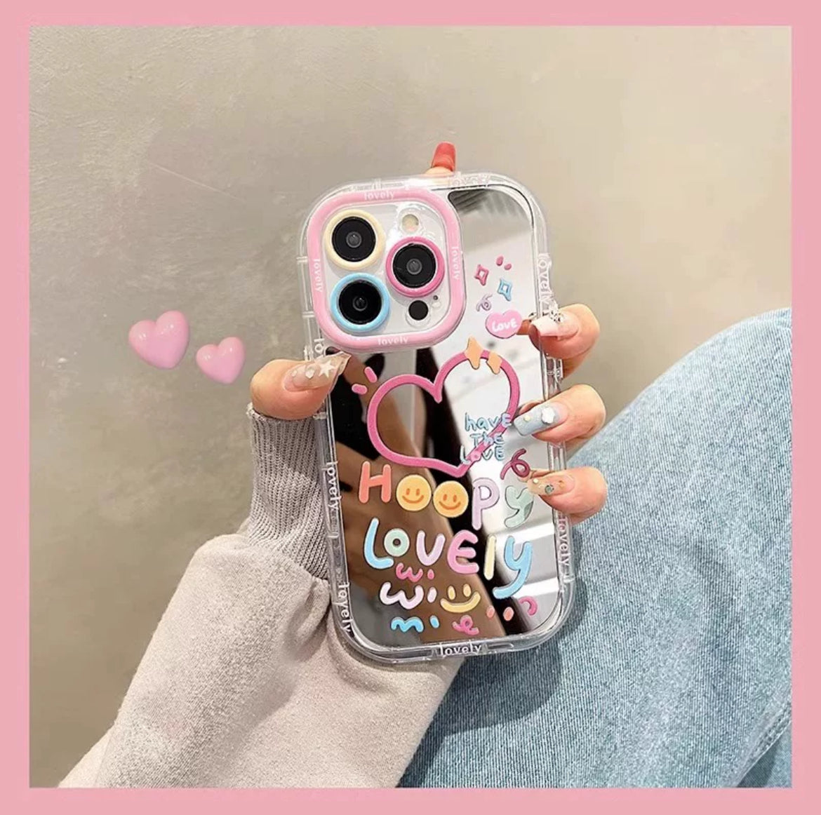 Cute pink mirror iPhone case