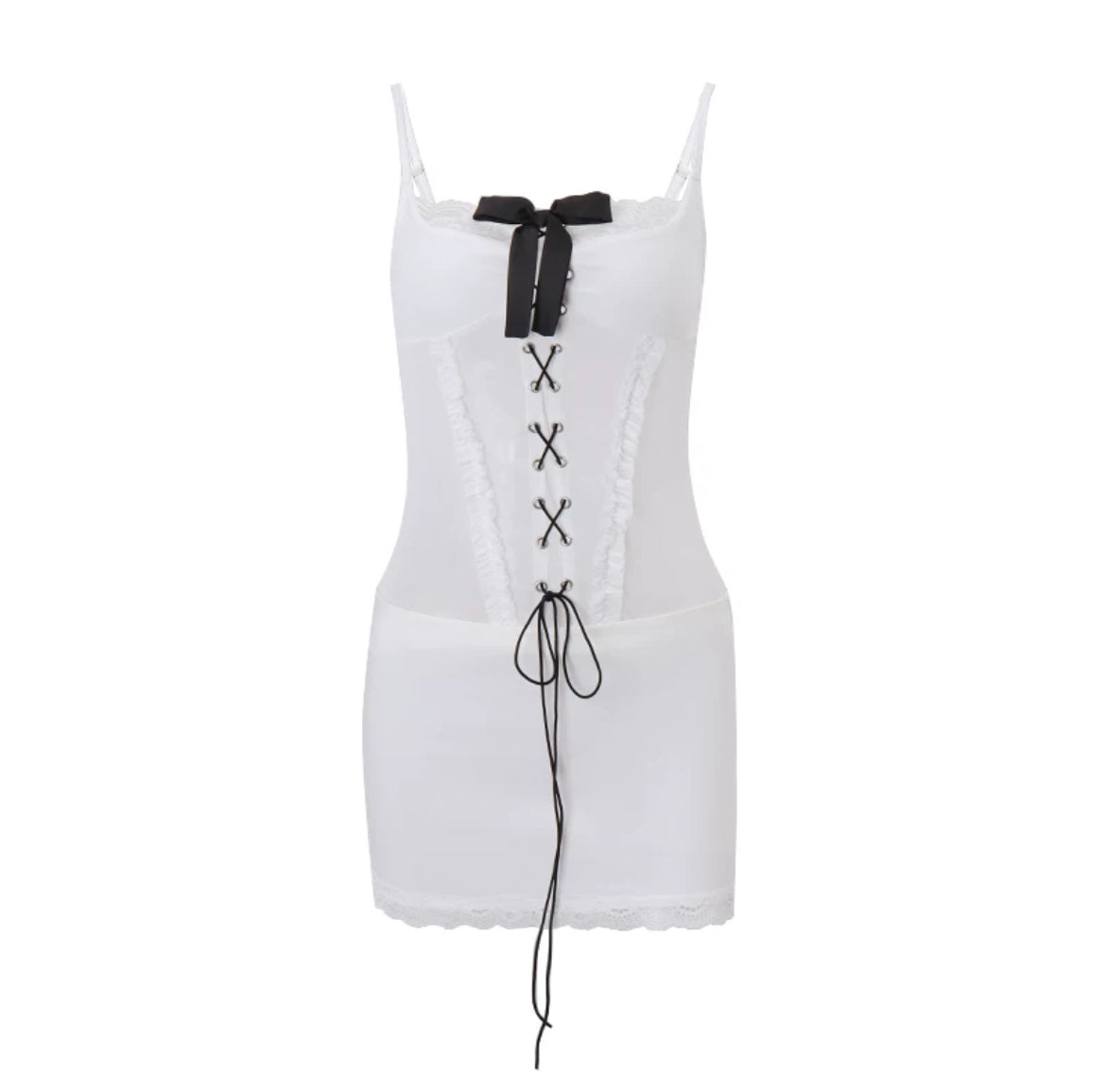 French style mesh bow suspender dress